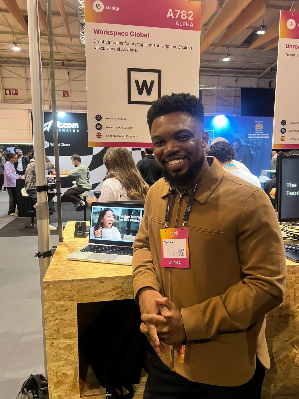 Sydney at the Workspace Global stand at Web Summit