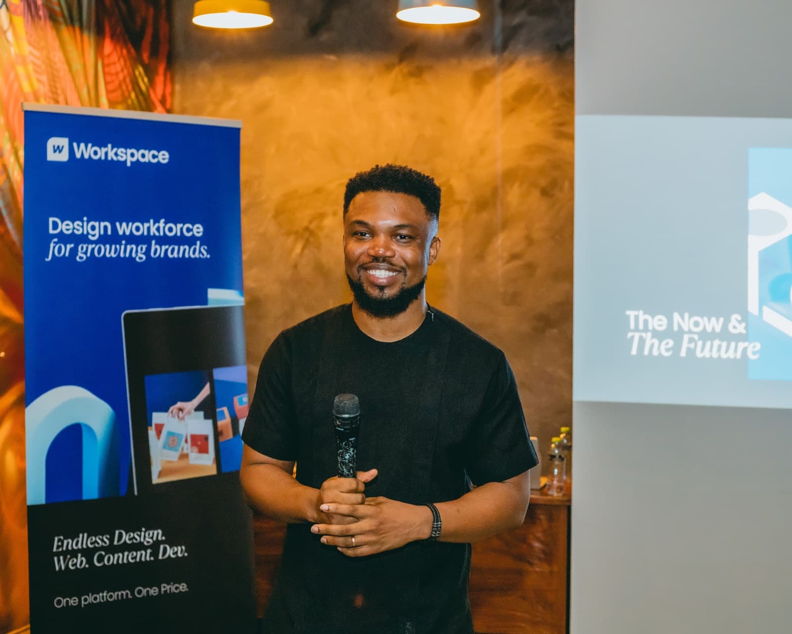 Sydney speaking at Workspace Global’s 10th anniversary